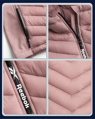 Reebok Girls Winter Jacket - Weather Resistant Hooded Quilted Puffer Parka Girls Jacket - Lightweight Warm Winter Coat, Size 14-16, Dusty Rose - Image 3