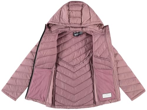 Reebok Girls Winter Jacket - Weather Resistant Hooded Quilted Puffer Parka Girls Jacket - Lightweight Warm Winter Coat, Size 14-16, Dusty Rose - Image 4