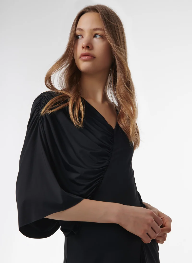 leem  Asymmetric Gathered Panel Dress for Women | Best Price UAE