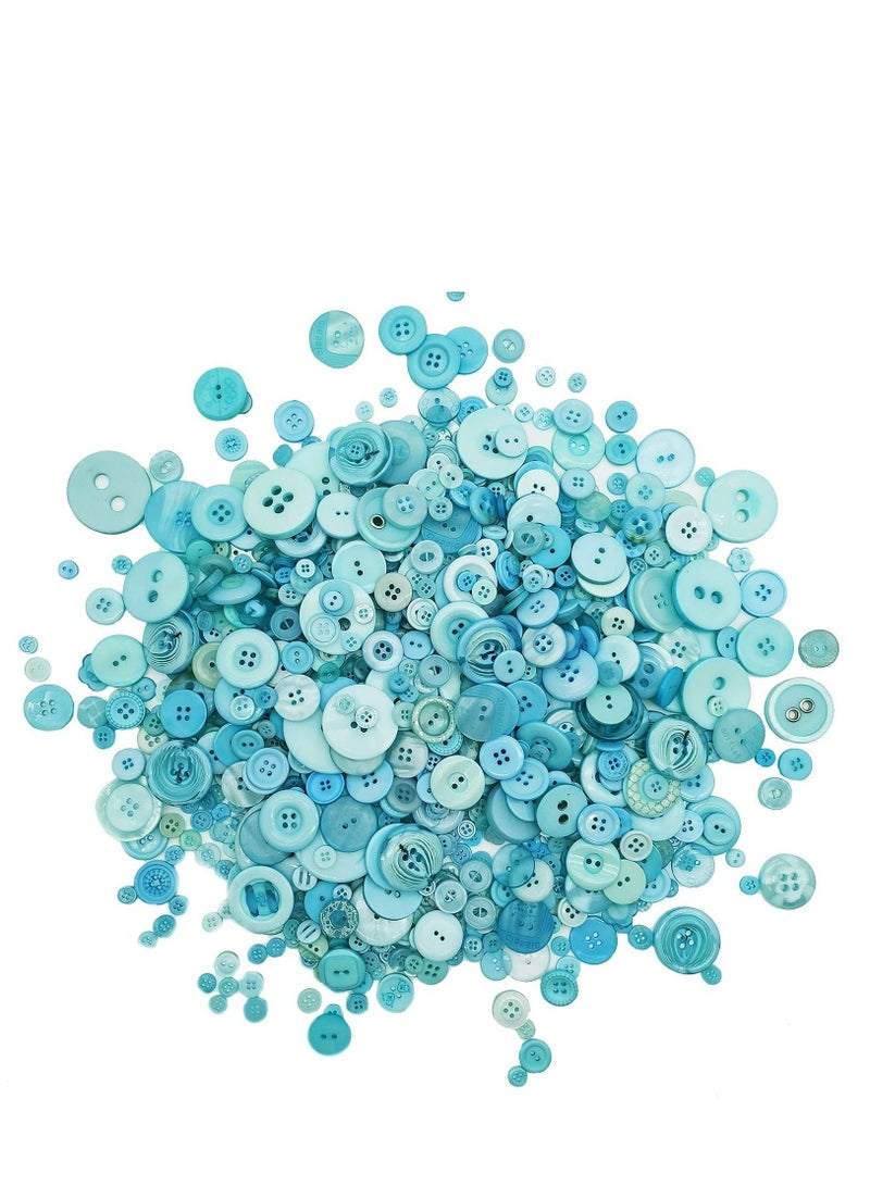 SYOSI 1000 Pcs Turquoise Buttons for Crafts in Bulk Assorted Turquoise Craft Buttons Mixed Teal Button for Crafting Teal Craft Buttons  - Image 1