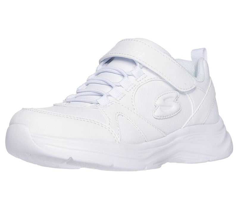 SKECHERS حذاء سنيكرز سكيشرز للبنات، لامع، أبيض، 3.5 متوسط أمريكي للأطفال الكبار - Image 2