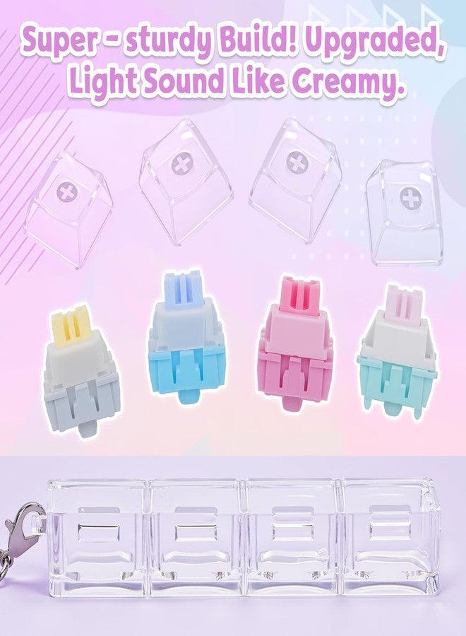 Netholid Creamy Keyboard Fidget Toys for Adults Cat Shape Keyboard Clicker Keychain Sensory Gifts for People with Autism Anxiety Stress (Clear-Macaroon2, 4in1-1P) - Image 3