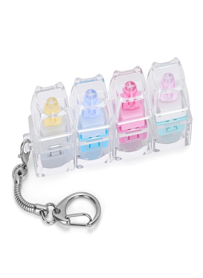Netholid Creamy Keyboard Fidget Toys for Adults Cat Shape Keyboard Clicker Keychain Sensory Gifts for People with Autism Anxiety Stress (Clear-Macaroon2, 4in1-1P) - Image 1