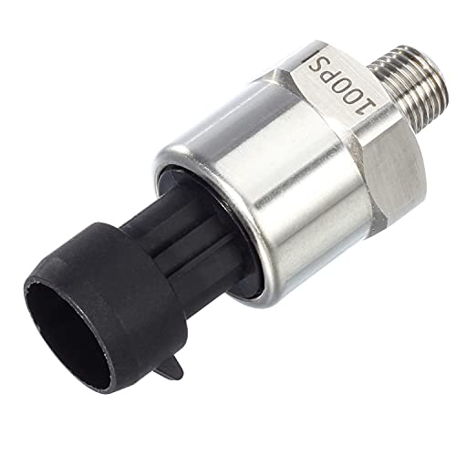 AUTEX 100psi Pressure Transducer Sensor, 0-100 Psi Pressure Sender 1/8" -27 NPT Oil Pressure Transmitter 316 Stainless Steel with Connector Harness Kit For Oil Fuel Air Water Pressure - Image 1