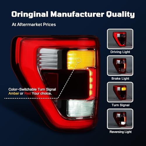 STRAUTOS LED Tail Lights Compatible With 2021 2022 2023 Ford F150 King Ranch Lariat Limited Platinum W/Blind Spot Bracket W/O Module Taillights Assembly Replace OEM: ML3Z13405D (Chrome Left Driver Side) - Image 4