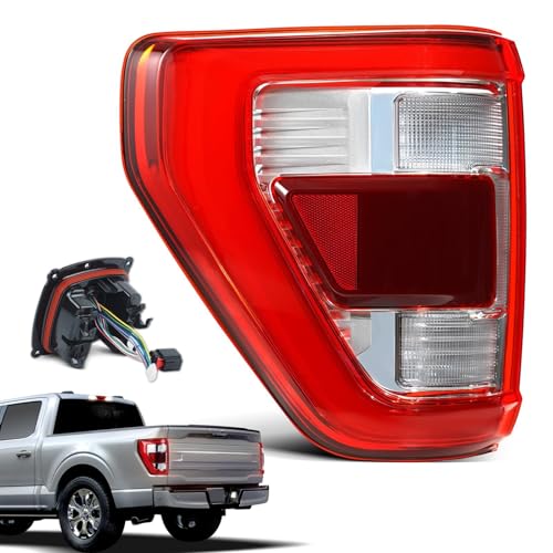 STRAUTOS LED Tail Lights Compatible With 2021 2022 2023 Ford F150 King Ranch Lariat Limited Platinum W/Blind Spot Bracket W/O Module Taillights Assembly Replace OEM: ML3Z13405D (Chrome Left Driver Side) - Image 1