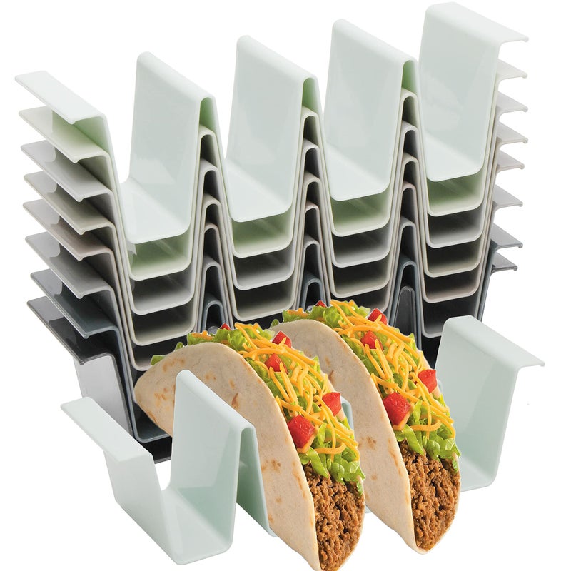 Youngever 8 Pack Plastic Taco Holder Stand Dishwasher Top Rack Safe Microwave Safe Set of 8 Assorted Colors Urban