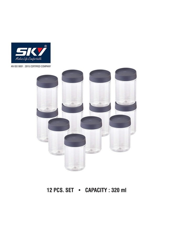 SKY مجموعة هدايا حاويات تخزين بلاستيكية سكاي أوكتاف للاحتفال 12 قطعة مع غطاء قابل للتكديس للمطبخ (320 مل × 12، رمادي) - Image 2