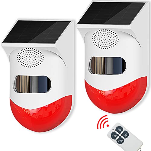 ChunHee Solar Motion Senor Alarm Outdoor Motion Detector Alarm 2 Adjustable Sensitivity 129db Lond Sound Security Siren Light IP67 Waterproof for Garden,Home,Farm,Barn,Yard - Image 1