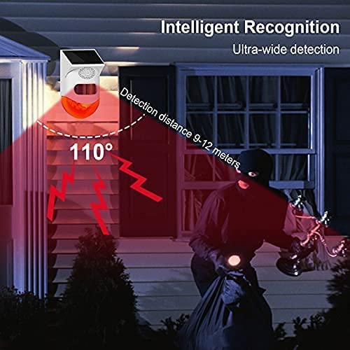 ChunHee Solar Motion Senor Alarm Outdoor Motion Detector Alarm 2 Adjustable Sensitivity 129db Lond Sound Security Siren Light IP67 Waterproof for Garden,Home,Farm,Barn,Yard - Image 3