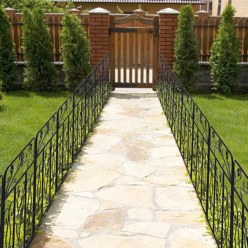 UNHO 5 Pack Decorative Garden Fence: Coated Metal Fencing Panels Rustproof Outdoor Flower Bed Wire Edging Dog Animal Barrier Border - Image 1
