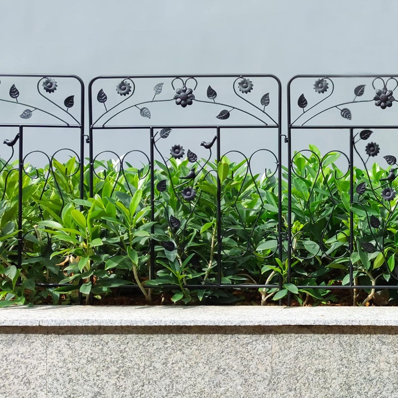 UNHO 5 Pack Decorative Garden Fence: Coated Metal Fencing Panels Rustproof Outdoor Flower Bed Wire Edging Dog Animal Barrier Border - Image 4