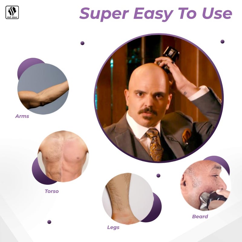 Skull Shaver Pitbull Gold PRO Head and Face Shaver: Holiday Gift Set for Men, 5-in-1 Premium Bald Head Electric Head Shaver, Wet and Dry Easy Head Shaver - Image 4