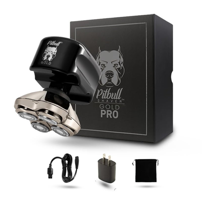 Skull Shaver Pitbull Gold PRO Head and Face Shaver: Holiday Gift Set for Men, 5-in-1 Premium Bald Head Electric Head Shaver, Wet and Dry Easy Head Shaver - Image 1