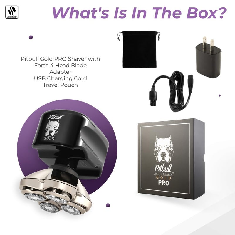 Skull Shaver Pitbull Gold PRO Head and Face Shaver: Holiday Gift Set for Men, 5-in-1 Premium Bald Head Electric Head Shaver, Wet and Dry Easy Head Shaver - Image 3