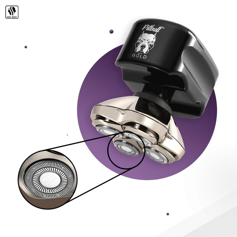 Skull Shaver Pitbull Gold PRO Head and Face Shaver: Holiday Gift Set for Men, 5-in-1 Premium Bald Head Electric Head Shaver, Wet and Dry Easy Head Shaver - Image 5