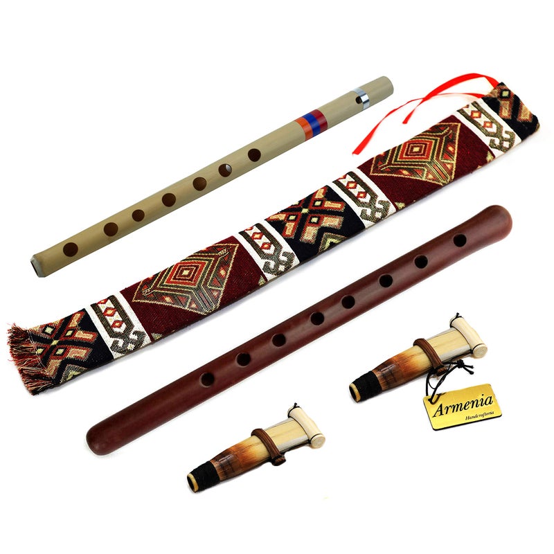 HandCraftoria دودوك أرميني - 2 قصبة - مصنوع يدويًا من أرمينيا - آلة نفخ أوبوا بالابان من خشب المشمش - تعليمات العزف - هدية فلوت أرميني وحقيبة وطنية - Image 1