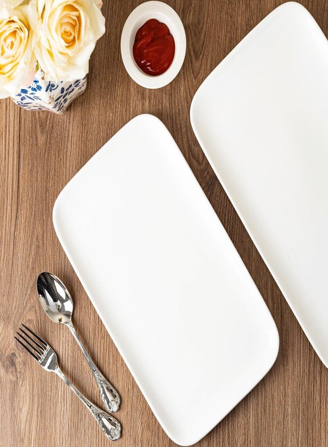 YALONG White Serving Platters Set of 2, 15.5 Inch Large Rectangular Serving Platters, Ceramic Serving Plates, Porcelain Platter for Food, Appetizer, Sushi, Steak - Image 5