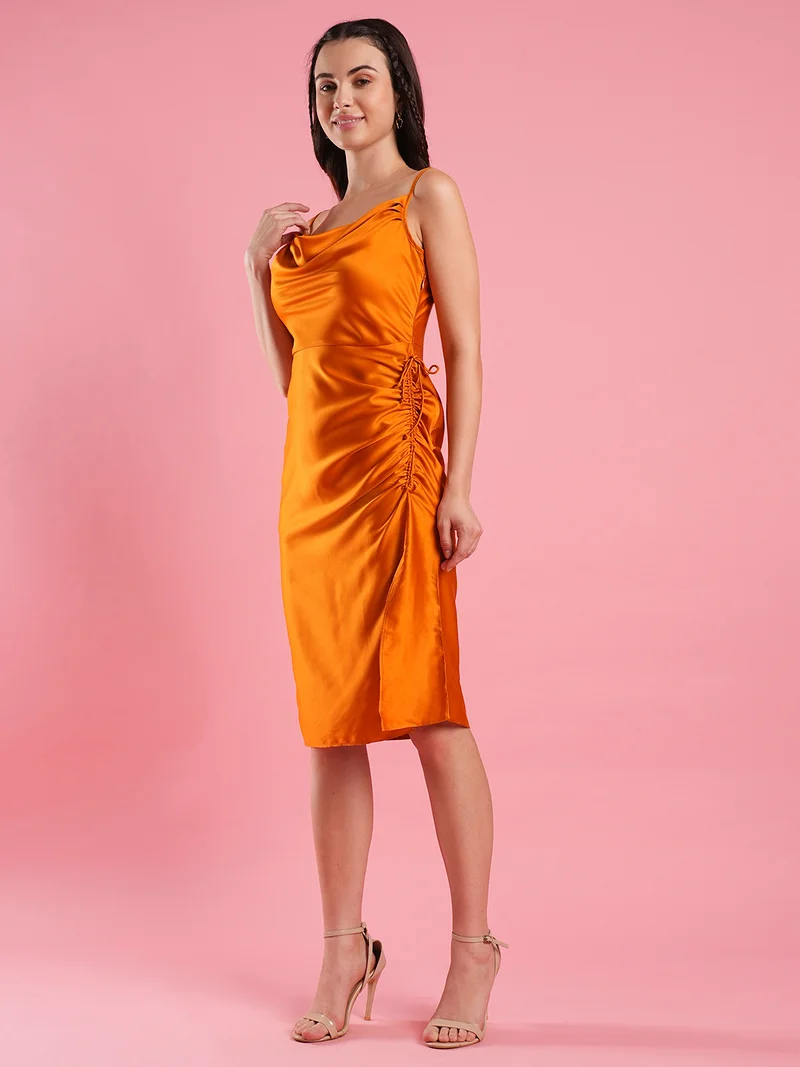 globus Globus Women Cowl Neck Satin Sheath Dress