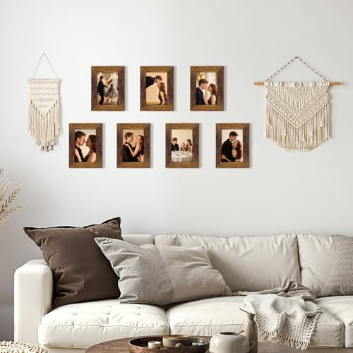 PETAFLOP Wooden Picture Frames 4x6 Rustic Frame Fits 4 by 6 Inch Prints Wall Tabletop Display, 7 Pack - Image 4