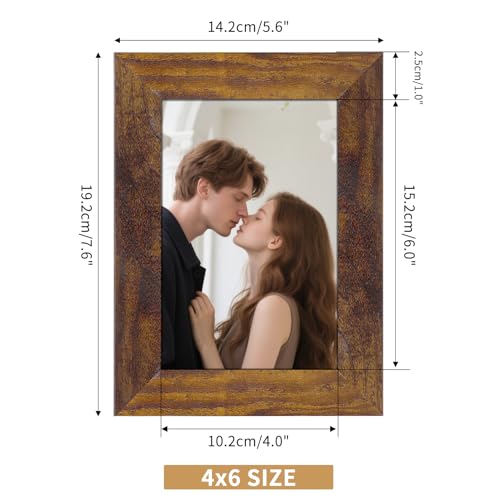 PETAFLOP Wooden Picture Frames 4x6 Rustic Frame Fits 4 by 6 Inch Prints Wall Tabletop Display, 7 Pack - Image 2