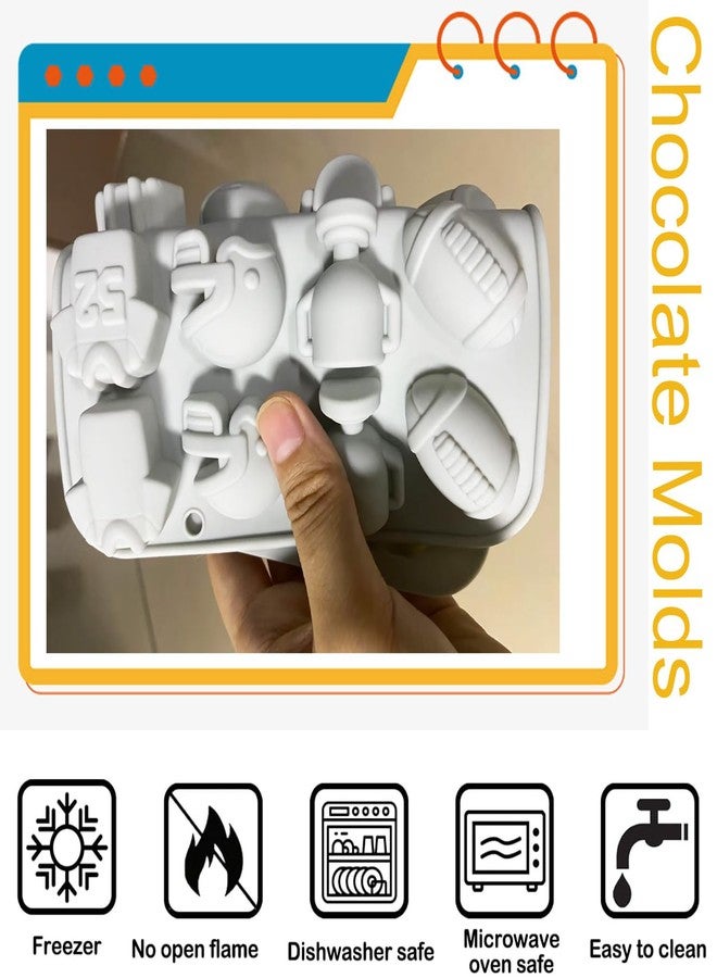 YIMINGMOLD قوالب سيليكون YIMINGMOLD للشوكولاتة على شكل خوذة وقميص رياضي للرجبي، قالب حلوى لتزيين الكب كيك بالشوكولاتة - Image 3