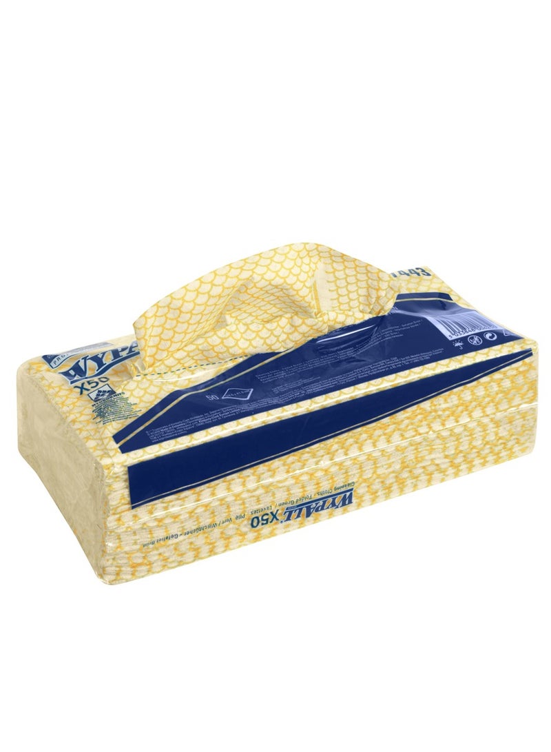 وايبول WypAll® X50 قماش تنظيف مرمز بالألوان 7443 - قماش مسح أصفر - 6 عبوات × 50 قطعة قماش مرمزة باللون الأصفر  (إجمالي 300) - Image 3