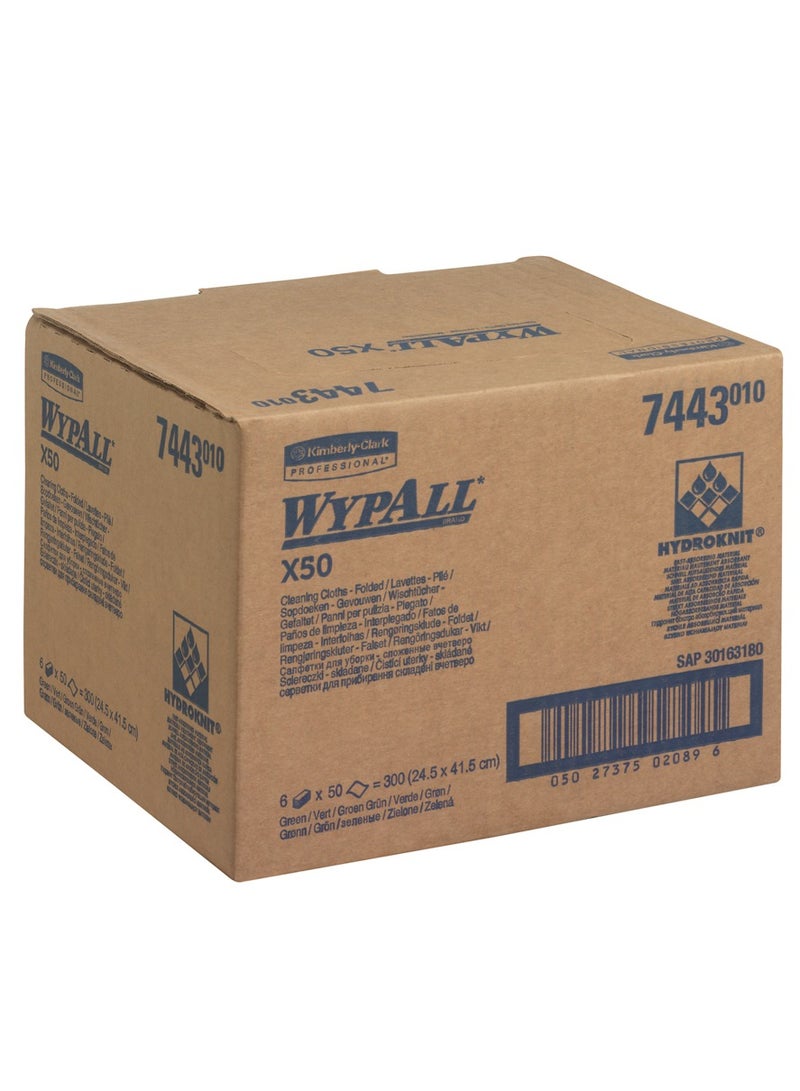 وايبول WypAll® X50 قماش تنظيف مرمز بالألوان 7443 - قماش مسح أصفر - 6 عبوات × 50 قطعة قماش مرمزة باللون الأصفر  (إجمالي 300) - Image 4