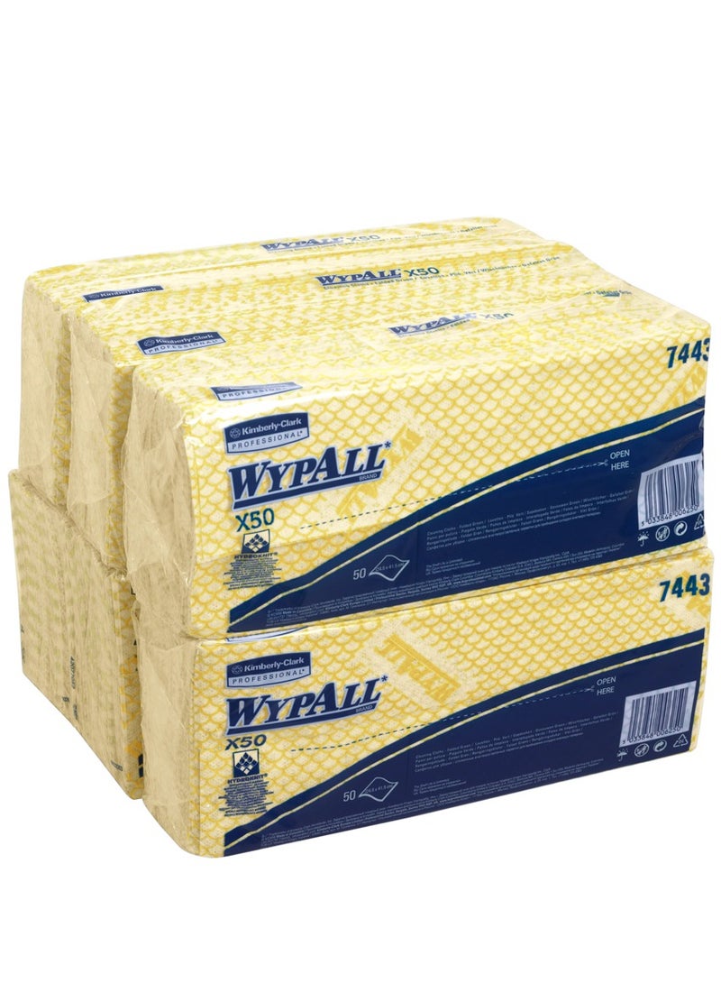 وايبول WypAll® X50 قماش تنظيف مرمز بالألوان 7443 - قماش مسح أصفر - 6 عبوات × 50 قطعة قماش مرمزة باللون الأصفر  (إجمالي 300) - Image 5