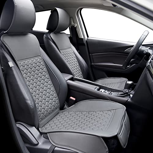 Elantrip 2PCs Front Car Seat Covers Leather Car Seat Protector Universal fit for Most Cars SUVs and Trucks Water Proof Seat Protector Gray - Image 1