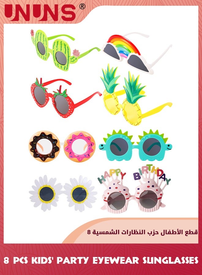 UNUNS Party Sunglasses,8 Pairs Kids' Party Eyewear,Funny Hawaiian Glasses,Novelty Sunglasses Summer Party Glasses,Funny Beach Sunglasses,Tropical Party Glasses Supplies,Fancy Photo Props For Girl Boy - Image 1