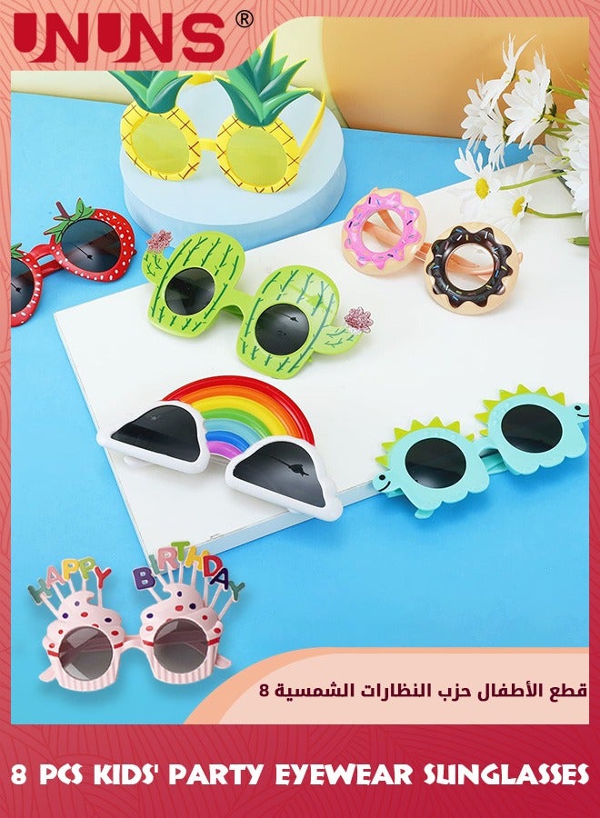 UNUNS Party Sunglasses,8 Pairs Kids' Party Eyewear,Funny Hawaiian Glasses,Novelty Sunglasses Summer Party Glasses,Funny Beach Sunglasses,Tropical Party Glasses Supplies,Fancy Photo Props For Girl Boy - Image 4