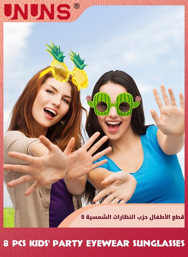 UNUNS Party Sunglasses,8 Pairs Kids' Party Eyewear,Funny Hawaiian Glasses,Novelty Sunglasses Summer Party Glasses,Funny Beach Sunglasses,Tropical Party Glasses Supplies,Fancy Photo Props For Girl Boy - Image 5