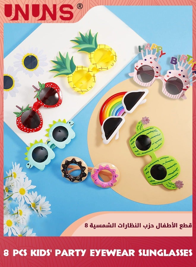 UNUNS Party Sunglasses,8 Pairs Kids' Party Eyewear,Funny Hawaiian Glasses,Novelty Sunglasses Summer Party Glasses,Funny Beach Sunglasses,Tropical Party Glasses Supplies,Fancy Photo Props For Girl Boy - Image 3
