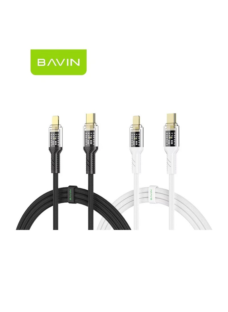 Bavin CB275 Power 12W Fast Charging Data Cable Smart Chip & Durable Braided Cable For Usb To Ios120 Cm White - Image 2