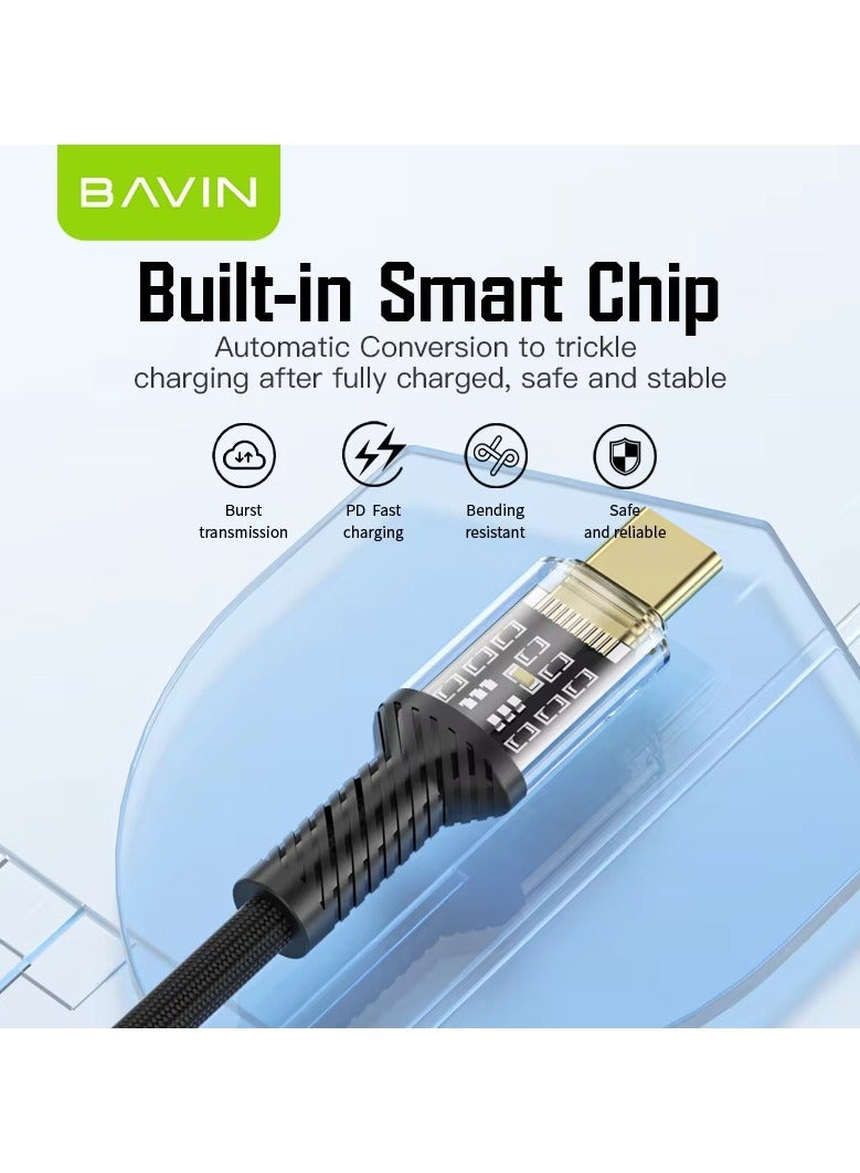 Bavin CB275 Power 12W Fast Charging Data Cable Smart Chip & Durable Braided Cable For Usb To Ios120 Cm White - Image 5