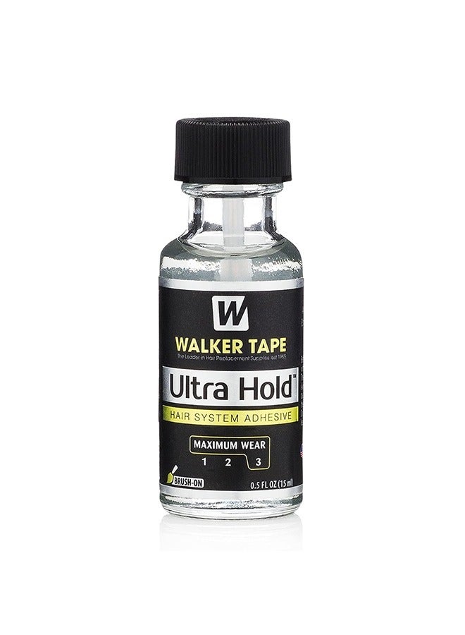 Walker Tape Ultra Hold Hair system Adhesive, Thin Silicone Hair Replacement Adhesive - Long Lasting Fixation for Poly and Lace Wigs - 3-4 Weeks, Wigs, Wig Systems - Invisible, Waterproof Adhesive (15ml) - Image 1