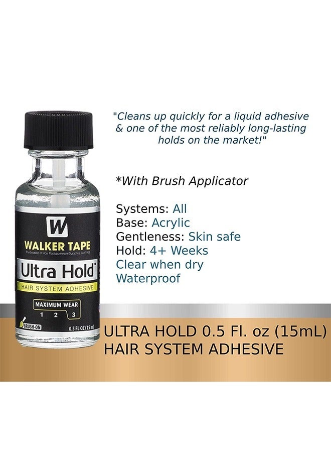 Walker Tape Ultra Hold Hair system Adhesive, Thin Silicone Hair Replacement Adhesive - Long Lasting Fixation for Poly and Lace Wigs - 3-4 Weeks, Wigs, Wig Systems - Invisible, Waterproof Adhesive (15ml) - Image 3