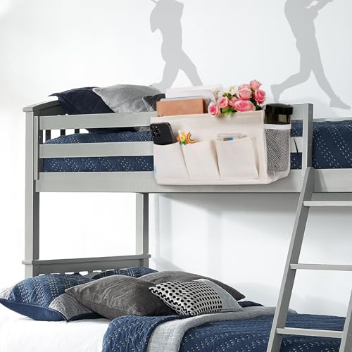 Ozzptuu Bedside Storage Caddy/Bedside Hanging Storage Bag for Headboards Bunk Beds Dorm Rooms Book Phone Magazine Holder (New White) - Image 3