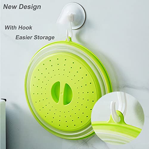 Vishui Upgraded Collapsible Microwave Lid, Vented Microwave Splatter Cover, 10.5 inches Plate Cover with Hook Hole, Vegetable Fruit Colander Multi-function Kitchen Gadget, BPA Free, Dishwasher Safe - Image 3