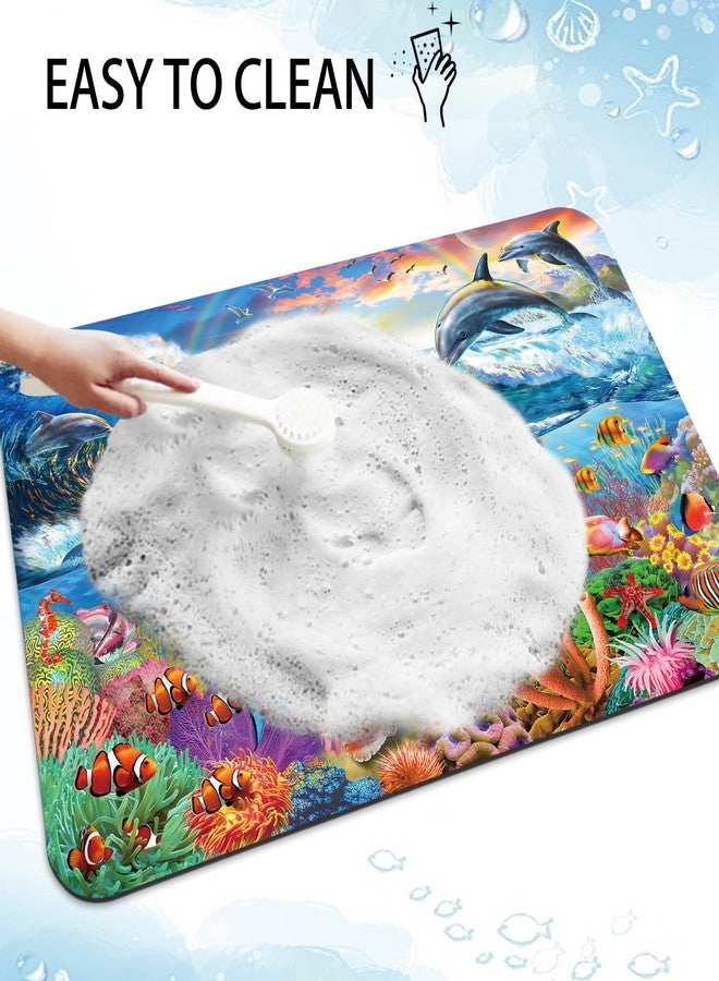 YCT - سجادات حمام للحمام - سجادة حوض استحمام غير قابلة للانزلاق - سجادة حمام ماصة سريعة الجفاف - سجادات للاستحمام أمام حوض الاستحمام وغرفة الاستحمام والحوض (أوشن 4، 16.9" × 35.4") - Image 5