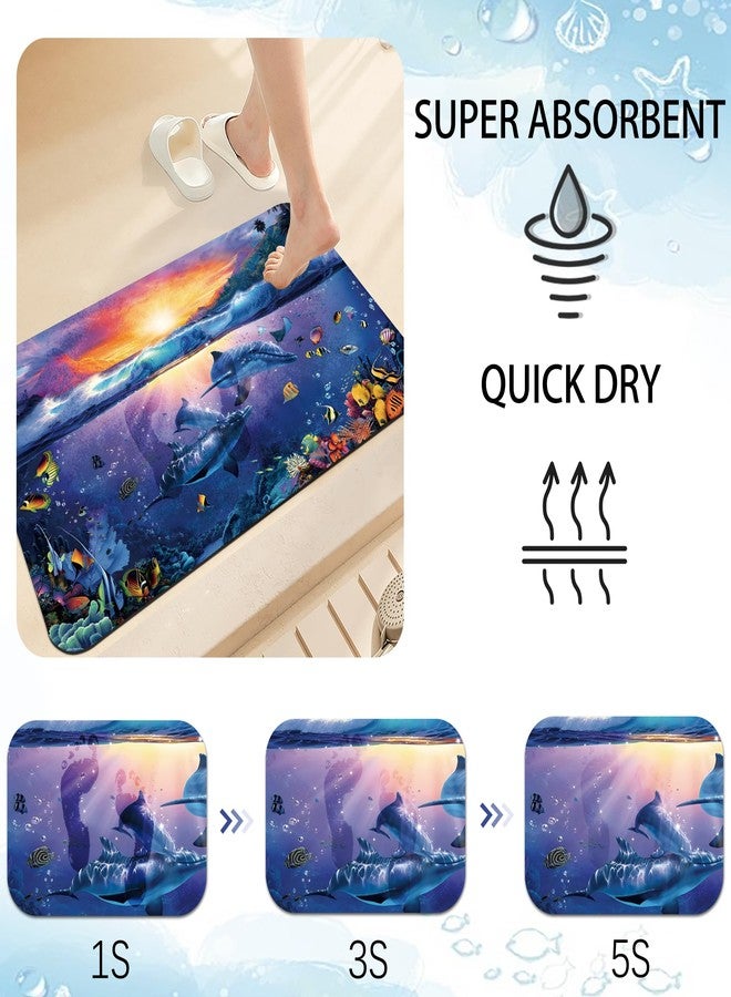 YCT - سجادات حمام للحمام - سجادة حوض استحمام غير قابلة للانزلاق - سجادة حمام ماصة سريعة الجفاف - سجادات للاستحمام أمام حوض الاستحمام وغرفة الاستحمام والحوض (أوشن 4، 16.9" × 35.4") - Image 2