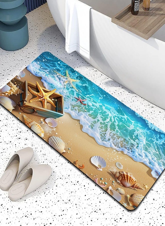 YCT - سجادات حمام للحمام - سجادة حوض استحمام غير قابلة للانزلاق - سجادة حمام ماصة سريعة الجفاف - سجادات للاستحمام أمام حوض الاستحمام وغرفة الاستحمام والحوض (أوشن 4، 16.9" × 35.4") - Image 1
