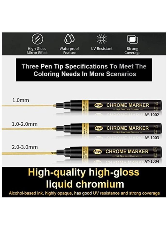 Acrylic Paint Pens, Liquid Mirror Chrome Marker, 4Pcs Reflective Gloss Metallic 1-3mm Permanent Art Pen for Model Metal Plastic Cars Repair Tire, Rocks Painting, Wood, Fabric, Glass - Image 5