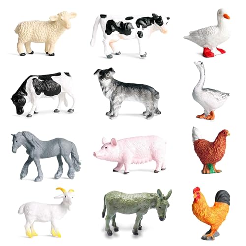 RUSON 12 Pcs Farm Animals Figures Toys Realistic Mini Farm Barn Animal Figurines Cake Topper Toy Set Christmas Birthday Easter Egg Gift Party Supplies for Kids Toddlers - Image 1