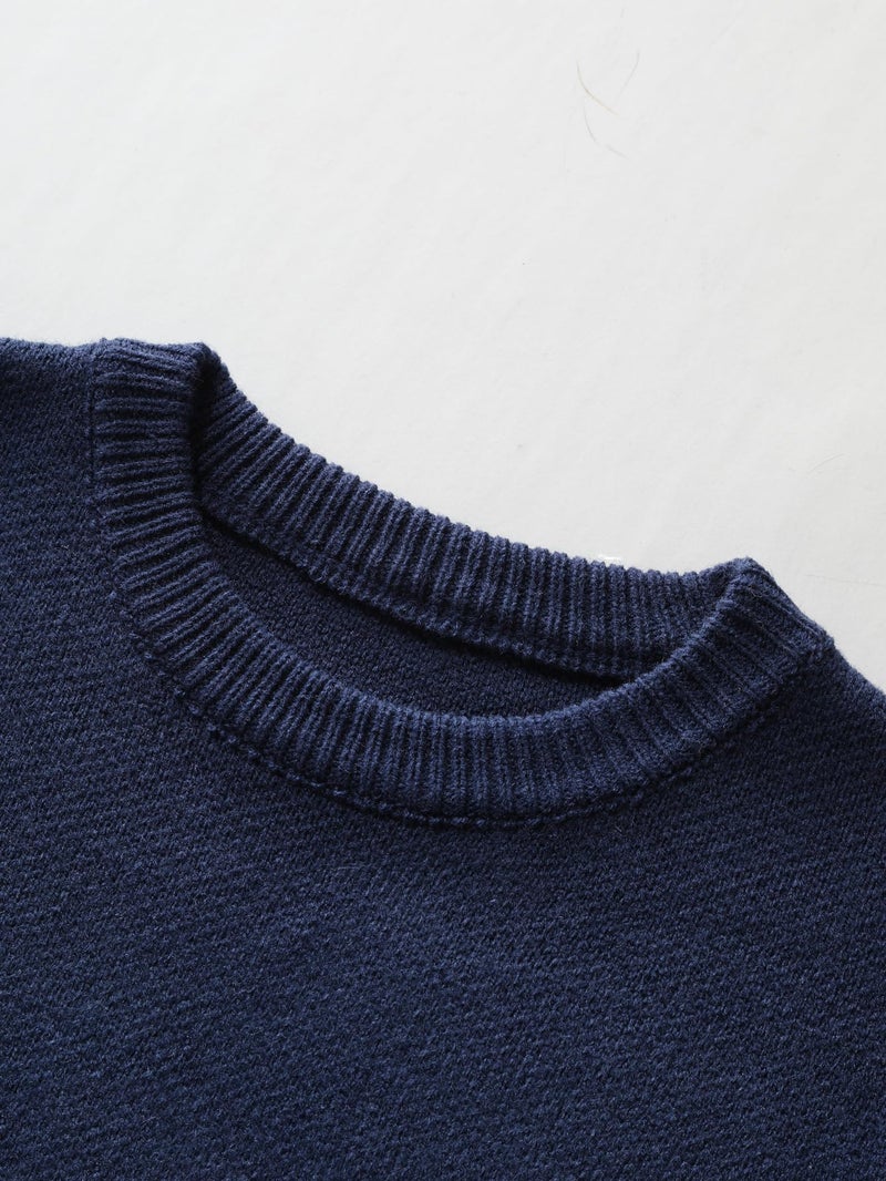 SHENHE Men's Oversized Crew Neck Cute Bear Sweater Vintage Unisex Preppy Graphic Sweater Jumper Dark Blue B Small - Image 4