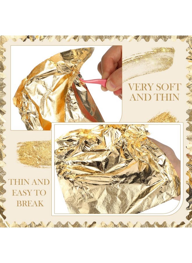 Bememo 100 Sheets Imitation Gold Leaf For Arts Gilding Crafting Decoration 5.5 By 5.5 Inches  - Image 4
