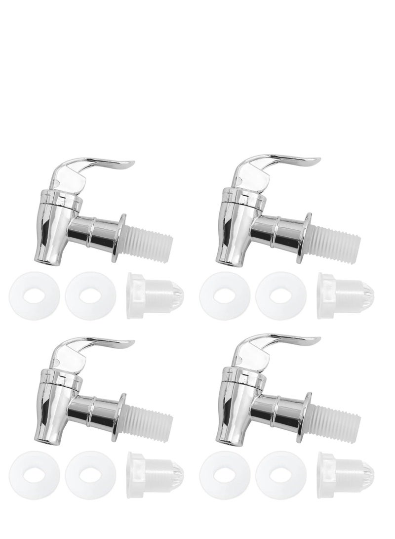 4PCS Beverage Dispenser Spigot Replacement ABS Plastic Press Type Faucets Tap Reusable Spigot Drink Dispenser Tap Replacement for Hot Cold Cater Juice Barrel (Silver) - Image 1