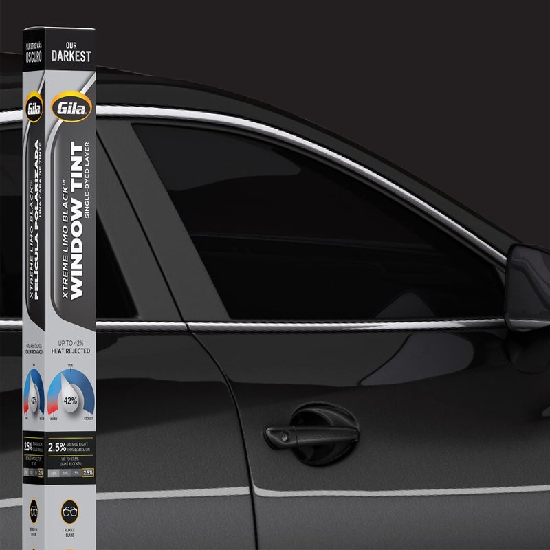 Gila XLB242 Xtreme Limo Black 2.5% VLT Automotive Window Tint DIY Glare Control UV Blocking 24in x 78in (2ft x 6.5ft) - Image 1