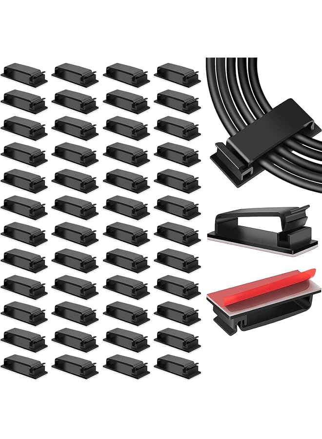 erorex 50Pcs Cable Management Clips Adhesive Cable Clips Wire Holder Organizer Topavatop X Large Clips For Under Desk Wire Management Adhesive Organizer Multiple Cord - Image 1